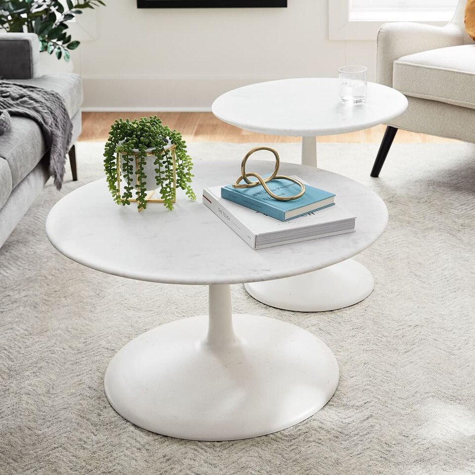 Liv Side Table White Marble West Elm UK
